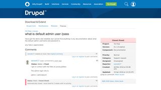 
                            6. what is default admin user /pass [#2955962] | Drupal.org