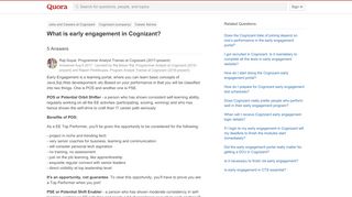 
                            2. What is early engagement in Cognizant? - Quora