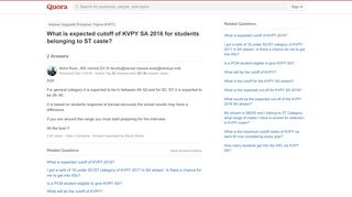 
                            7. What is expected cutoff of KVPY SA 2016 for students ...