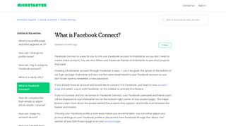 
                            2. What is Facebook Connect? – Kickstarter Support