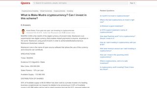 
                            3. What is Make Mudra cryptocurrency? Can I invest in this scheme ...