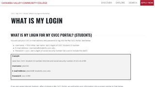 
                            2. What is my login on the Portal - Catawba Valley Community ...