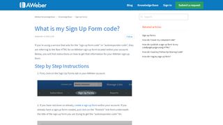 
                            8. What is my Sign Up Form code? – AWeber …