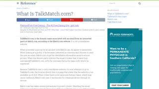 
                            2. What Is TalkMatch.com? | Reference.com