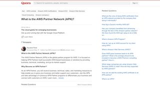 
                            9. What is the AWS Partner Network (APN)? - Quora