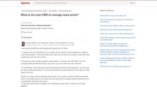 
                            7. What is the best CMS to manage news portal? - Quora