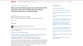 
                            7. What is the best SaaS program for a client portal? We want some ...