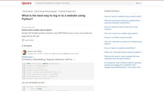 
                            10. What is the best way to log in to a website using Python? - Quora