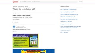 
                            2. What is the cost of Allen tab? - Quora