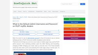 
                            8. What is the Default Admin Username and Password on PLDT ...