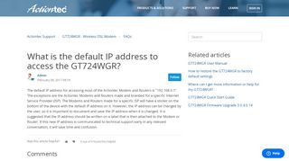 
                            5. What is the default IP address to access the …