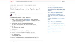 
                            3. What is the default password for Frontier routers? - Quora