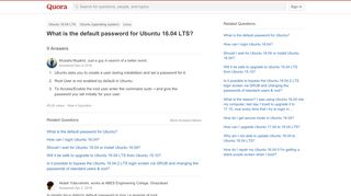 
                            10. What is the default password for Ubuntu 16.04 …