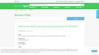 
                            5. What is the default username and password for ... - Schneider Electric