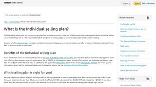 
                            9. What is the Individual selling plan? - Amazon Seller Central
