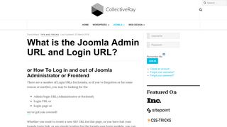 
                            3. What is the Joomla Admin URL and login? - …