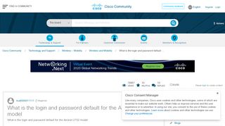 
                            1. What is the login and password default ... - Cisco Community