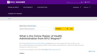 
                            8. What is the Online Master of Health Administration from NYU Wagner ...