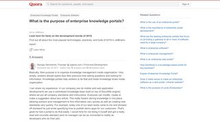 
                            2. What is the purpose of enterprise knowledge portals? - Quora