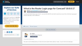 
                            9. What is the Router Login page for Comcast? 10.0.0.1?