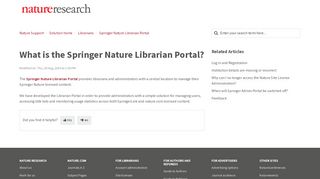 
                            7. What is the Springer Nature Librarian Portal? : Nature Support