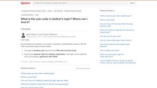
                            10. What is the user code in Aadhar's login? Where can …