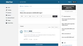 
                            2. What is the username in UDSM ARIS login? - Edutan