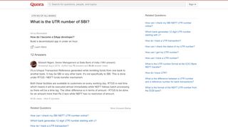 
                            7. What is the UTR number of SBI? - Quora