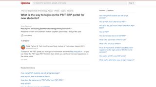 
                            4. What is the way to login on the PSIT ERP portal for new students ...