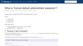 
                            1. What is Tomcat default administrator password ? – Mkyong.com