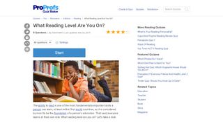 
                            9. What Reading Level Are You On? - ProProfs Quiz