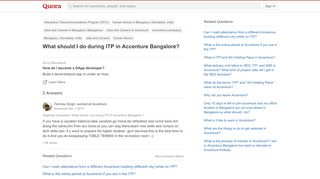 
                            5. What should I do during ITP in Accenture Bangalore? - Quora