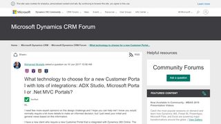 
                            5. What technology to choose for a new Customer Portal with lots of ...