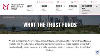 
                            10. What the Trust Funds | New York Community Trust