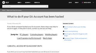 
                            2. What to do if your EA Account has been hacked - EA Help