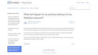 
                            4. What will happen to my previous backup on my WebSync ...