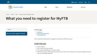 
                            6. What you need to register for MyFTB | FTB.ca.gov - Franchise Tax Board