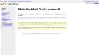 
                            8. What's the default Firebird password?