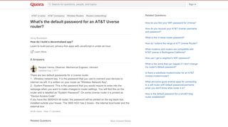 
                            2. What's the default password for an AT&T Uverse router? - Quora