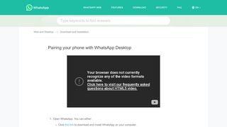 
                            7. WhatsApp FAQ - Pairing your phone with WhatsApp Desktop