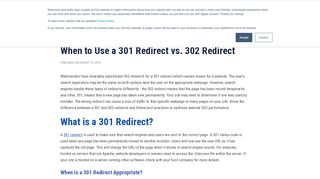 
                            1. When to Use a 301 Redirect vs. 302 Redirect - seoClarity