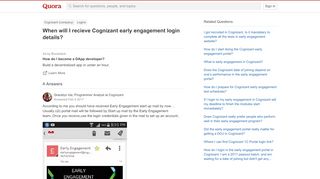 
                            1. When will I recieve Cognizant early engagement …