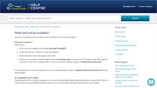 
                            4. When will wi-fi be available? - Eurostar Help Centre