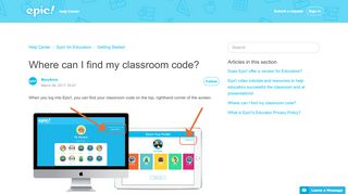 
                            8. Where can I find my classroom code? - Epic! FAQs