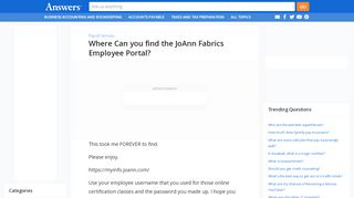 
                            8. Where Can you find the JoAnn Fabrics Employee Portal? - Answers.com