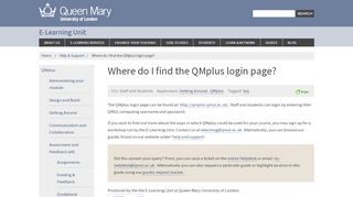 
                            2. Where do I find the QMplus login page? | E-Learning Unit