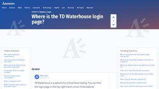 
                            3. Where is the TD Waterhouse login page? - …