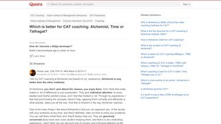 
                            7. Which is better for CAT coaching: Alchemist, Time or Tathagat? - Quora