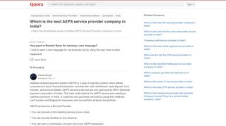 
                            4. Which is the best AEPS service provider company in India? - Quora