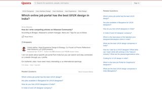 
                            6. Which online job portal has the best UI/UX design in India? - Quora